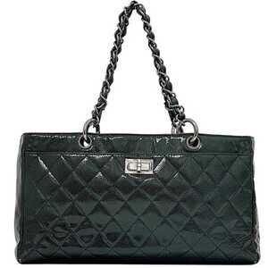 CHANEL Green Leather Tote Bag